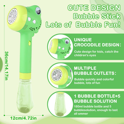 Green Crocodile Bubble Machine Portable Bubble Maker Toy Gift with Light & Music