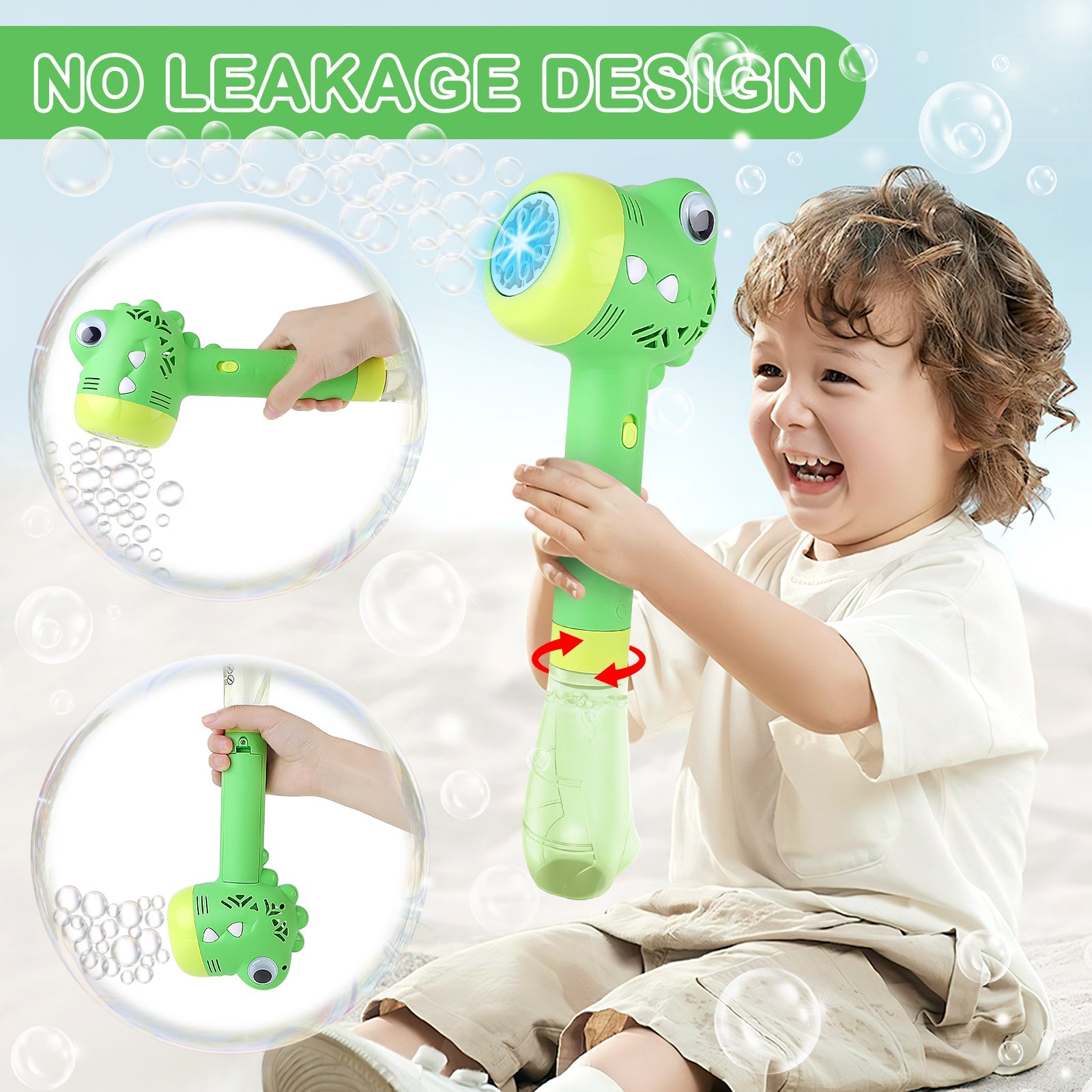 Green Crocodile Bubble Machine Portable Bubble Maker Toy Gift with Light & Music