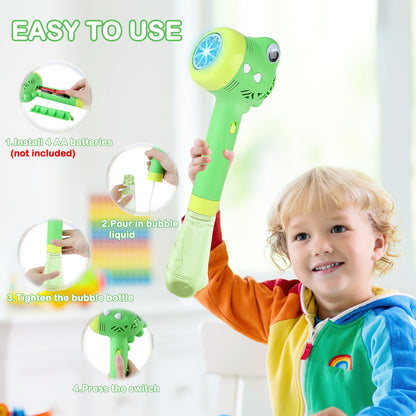 Green Crocodile Bubble Machine Portable Bubble Maker Toy Gift with Light & Music