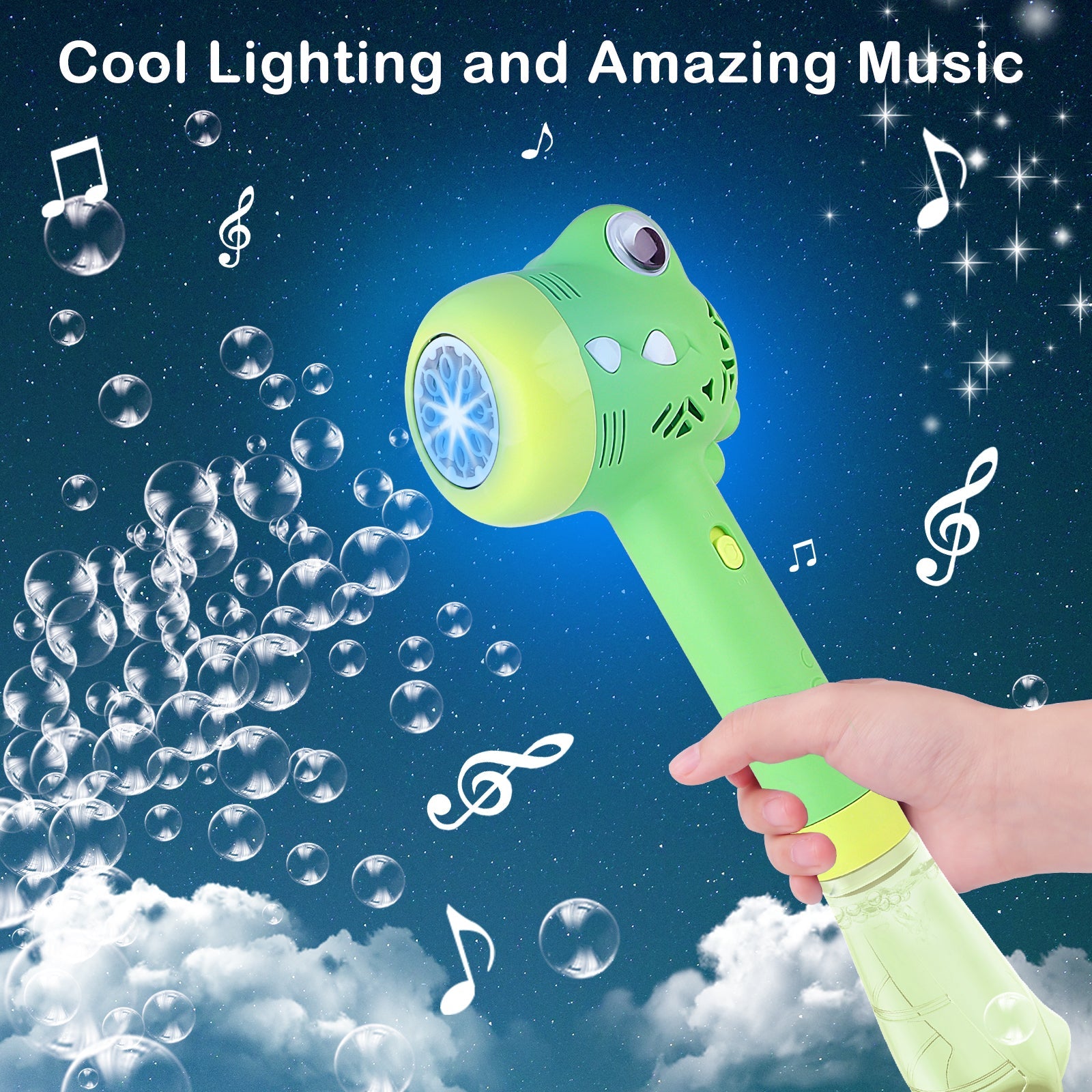 Green Crocodile Bubble Machine Portable Bubble Maker Toy Gift with Light & Music