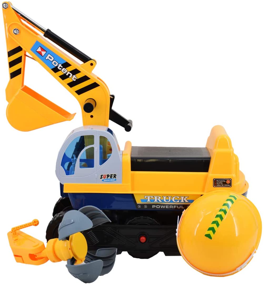 Ride On Excavator Digger 2 in1 for Toddlers Pedal Free Vehicle With Two Different Claws