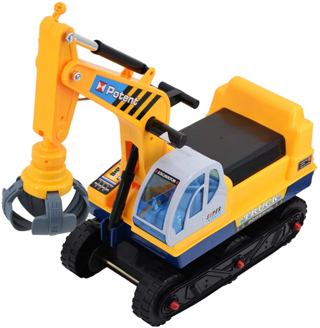 Ride On Excavator Digger 2 in1 for Toddlers Pedal Free Vehicle With Two Different Claws