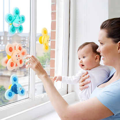 4PCS Suction Cup Hand Spinner Toys, Fidget Spinner for kids with Suction Cup Baby interactive Sensory Toy Bath Spinning Toys for Toddlers