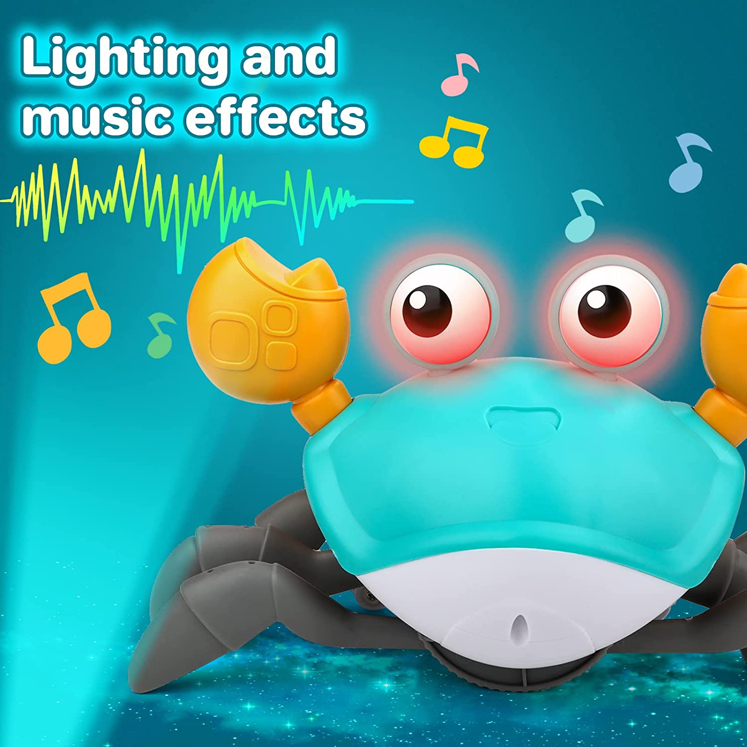 Crawling Crab Toy with Music and Light, Interactive Crawling Toys Walking Dancing Sensory Toys For Toddlers For Children