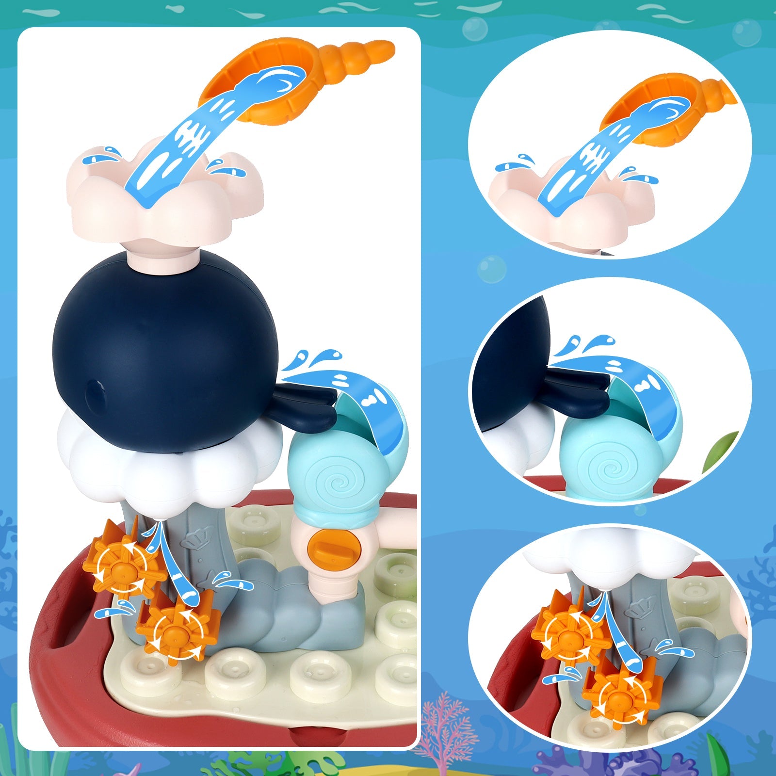 Baby Bath Toys Floating Boat Toys Baby Bath Tub Kids Bath interactive Sensory Toys with Waterwheel for Bathroom Bath time Swimming Pool