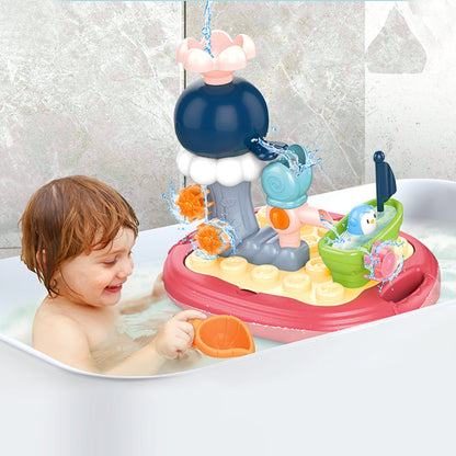 Baby Bath Toys Floating Boat Toys Baby Bath Tub Kids Bath interactive Sensory Toys with Waterwheel for Bathroom Bath time Swimming Pool