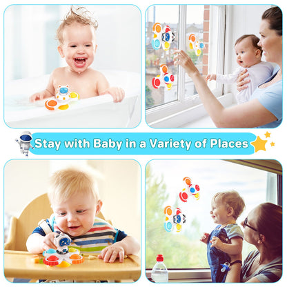 3PCS Suction Cup Hand Spinner Toys Fidget Spinner Toys for Kids with Suction Cup Baby Interactive Pop Up Sensory Toy Bath Toy