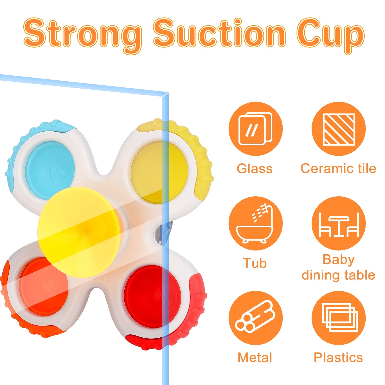 3PCS Suction Cup Hand Spinner Toys Fidget Spinner Toys for Kids with Suction Cup Baby Interactive Pop Up Sensory Toy Bath Toy