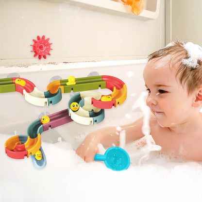 Bath Toys Baby Bathtub Toys Water Balls Slide Track Game Shower Water Slide w/Suction Cups Toddler Bath Pool Toys DIY Educational For Kids