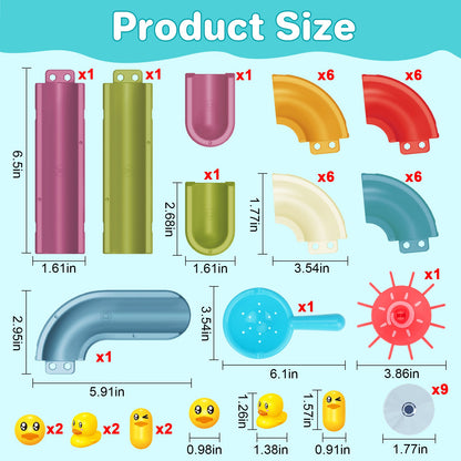 Bath Toys Baby Bathtub Toys Water Balls Slide Track Game Shower Water Slide w/Suction Cups Toddler Bath Pool Toys DIY Educational For Kids