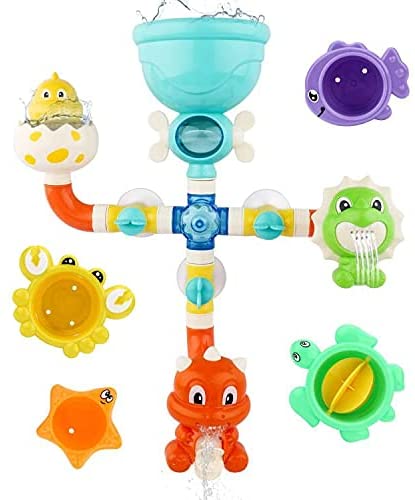 Baby Bath Dinosaur Toy Water Pipes with Waterwheel and Variety of Sea Animals Bathtime Play Toys Safe Material for Children