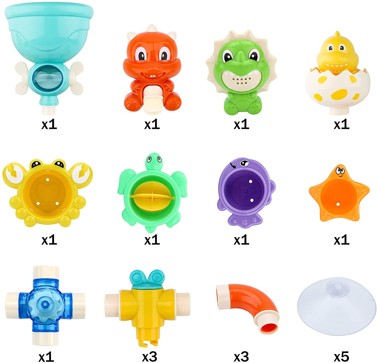 Baby Bath Dinosaur Toy Water Pipes with Waterwheel and Variety of Sea Animals Bathtime Play Toys Safe Material for Children