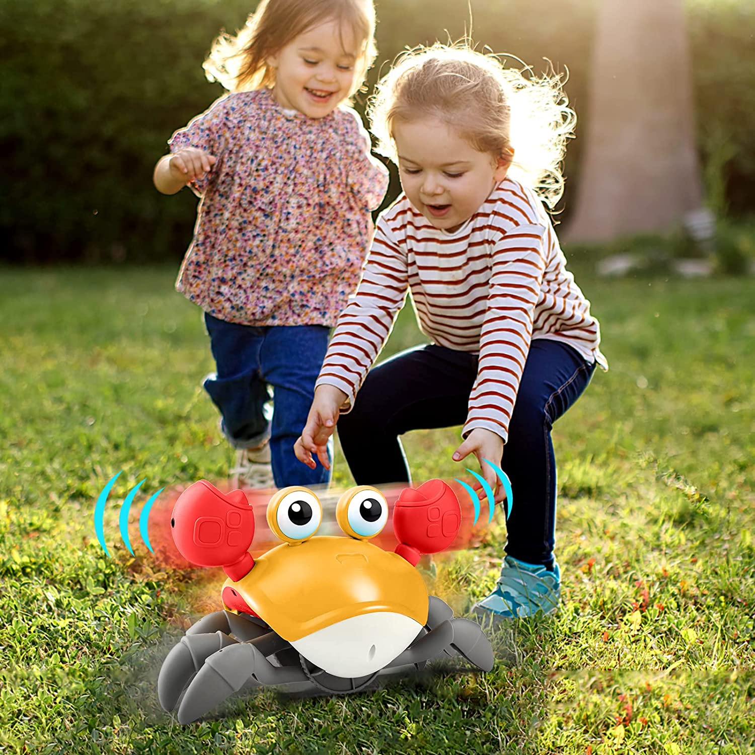 Crawling Crab Toy with Music and Light, Interactive Crawling Toys for Toddlers Walking Dancing Sensory Toys for Children