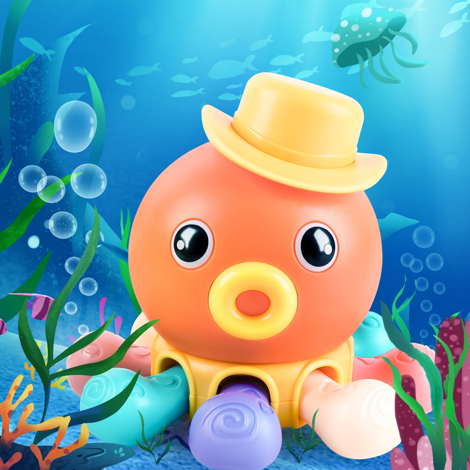 Orange Octopus Sensory Finger Toy Perfect Gift for Kids Sensory Animal Toys Musical and Sound Toys