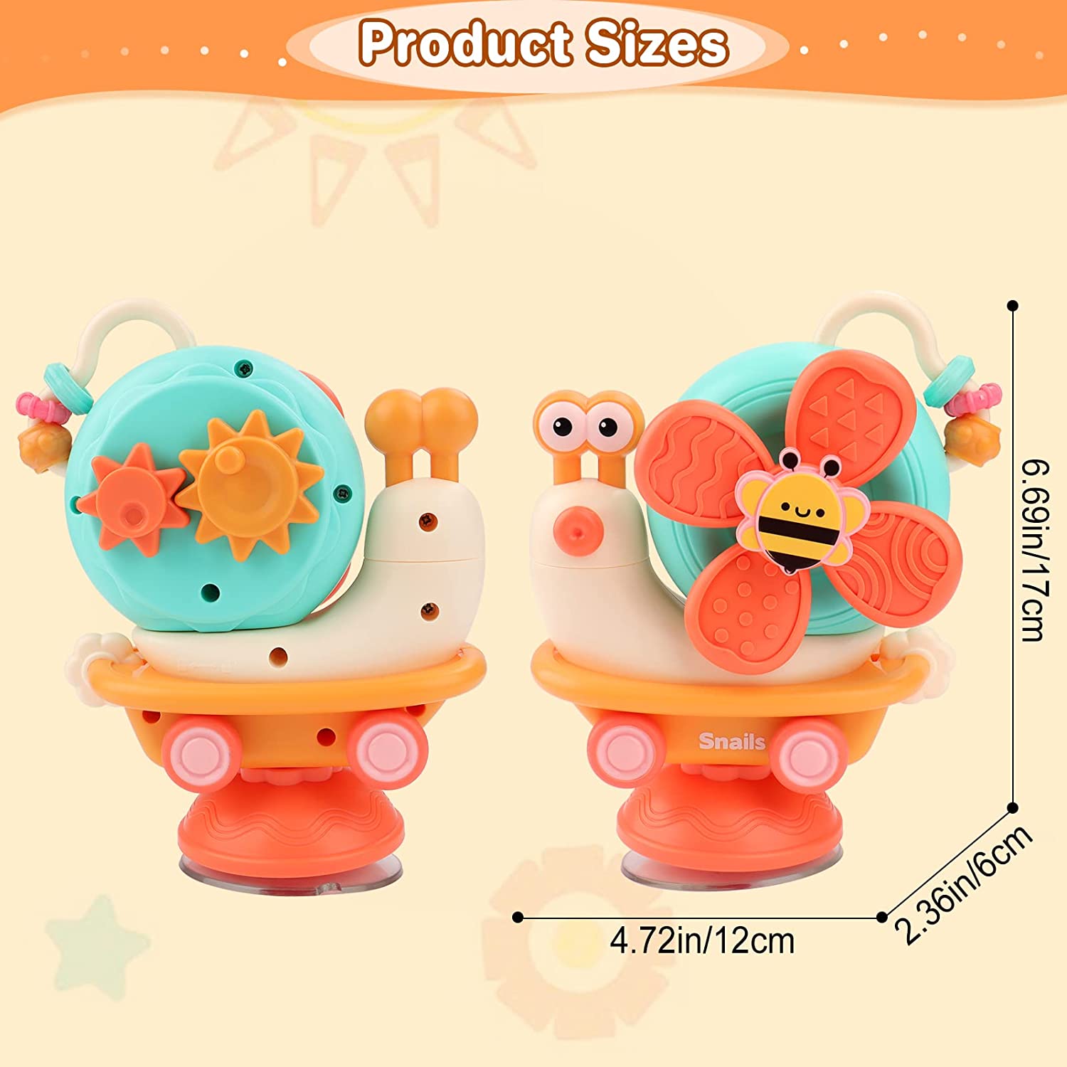 Snail Suction Cup Spinner Toys Take Apart Suction Toy Fidget Spinners for Kids Suction Toys Bath Toys Sensory Toys