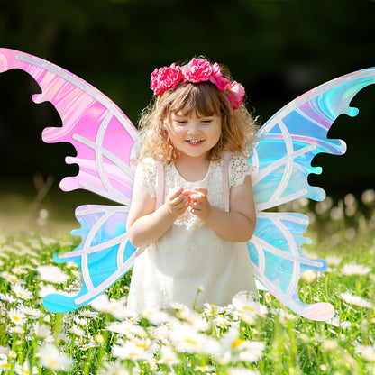 Glowing Butterfly Wings Fairy Costume Angel Wings for Girls Fun Play Fancy Dress-up for Kids Halloween Cosplay Christmas Birthdays
