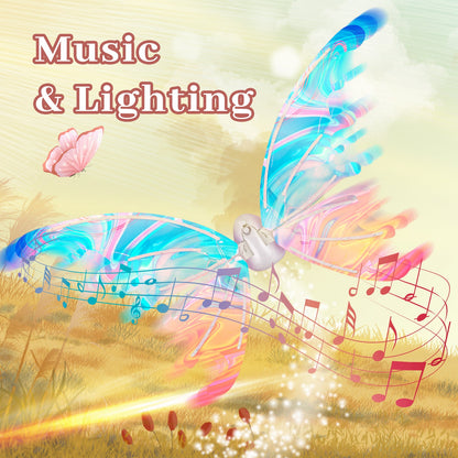 Glowing Butterfly Wings Fairy Costume Angel Wings for Girls Fun Play Fancy Dress-up for Kids Halloween Cosplay Christmas Birthdays