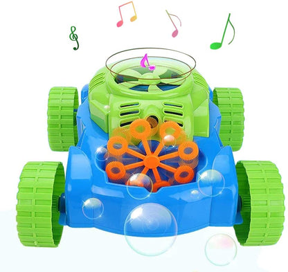 2-in-1 Super Bubble Push along Lawnmower Toy Machine Boomerangs and UFO Flyers for Indoor and Outdoor Use–Great Christmas Gift for Kids