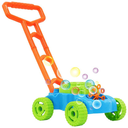 2-in-1 Super Bubble Push along Lawnmower Toy Machine Boomerangs and UFO Flyers for Indoor and Outdoor Use–Great Christmas Gift for Kids