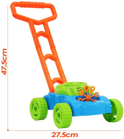 2-in-1 Super Bubble Push along Lawnmower Toy Machine Boomerangs and UFO Flyers for Indoor and Outdoor Use–Great Christmas Gift for Kids