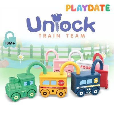 Fidtoy Unlock Train Team – Múltiples Vagones de Tren con Cerraduras para Niños