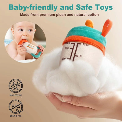 Fidtoy Baby Plush Rattle Toy Set First Gym Kit Sensory Toy with Storage Bag for Newborns and Toddlers