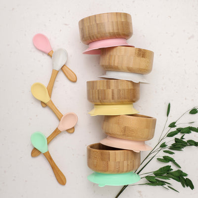 Ensemble bol et cuillère en bambou Fidtoy – Bol d'alimentation pour bébé pour la diversification alimentaire (DME)