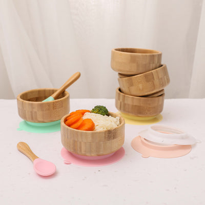 Ensemble bol et cuillère en bambou Fidtoy – Bol d'alimentation pour bébé pour la diversification alimentaire (DME)