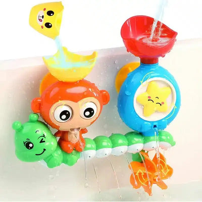 Fidtoy Suction Cup Bath Toys for Babies – Monkey Waterfall Bathtub Toy for Toddlers, Fine Motor Water Play, Hand-Eye Coordination Bath Toy