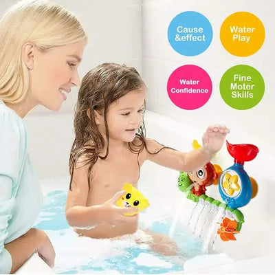 Fidtoy Suction Cup Bath Toys for Babies – Monkey Waterfall Bathtub Toy for Toddlers, Fine Motor Water Play, Hand-Eye Coordination Bath Toy