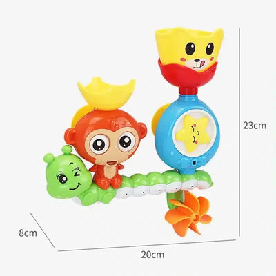 Fidtoy Suction Cup Bath Toys for Babies – Monkey Waterfall Bathtub Toy for Toddlers, Fine Motor Water Play, Hand-Eye Coordination Bath Toy