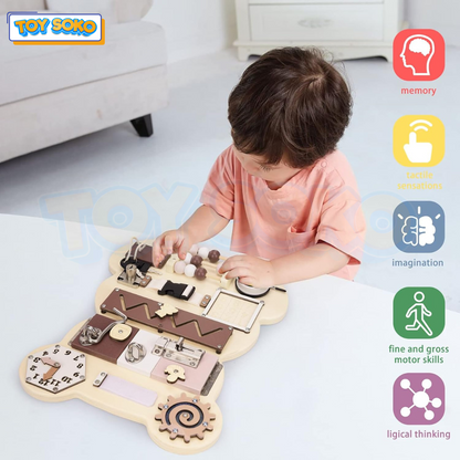 Montessori Bear Busy Board – Best Toddler Toys for Girls & Boys