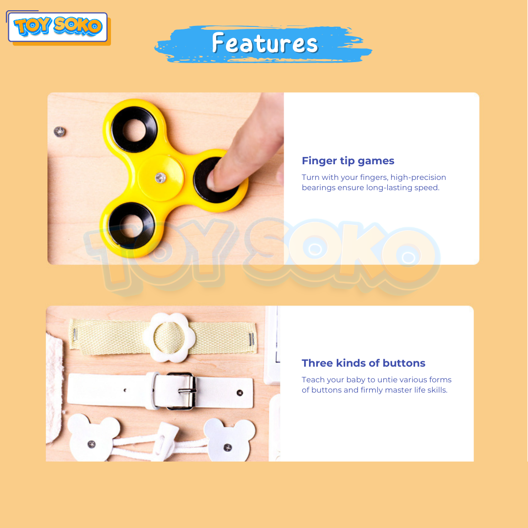 2-in-1 Wooden Activity Board – Engaging Busy Board for Toddler