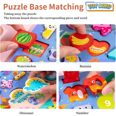 Fidtoy 8-in-1 Wooden Puzzle Board Learning Toy for Kids