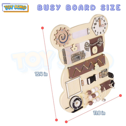 Montessori Bear Busy Board – Best Toddler Toys for Girls & Boys