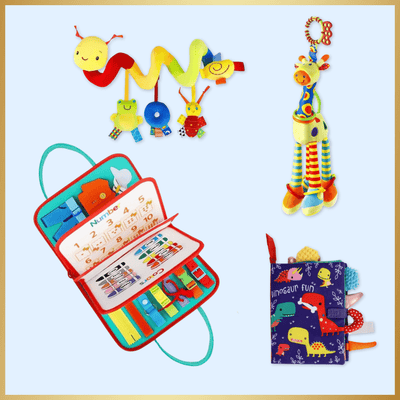 Fidtoy Sensory Explorer Bundle – Montessori Busy Board & Sensory Toys for Babies 0-3