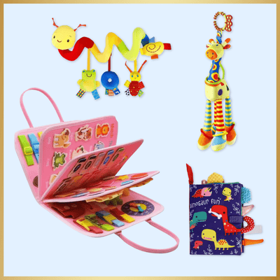 Fidtoy Sensory Explorer Bundle – Montessori Busy Board & Sensory Toys for Babies 0-3