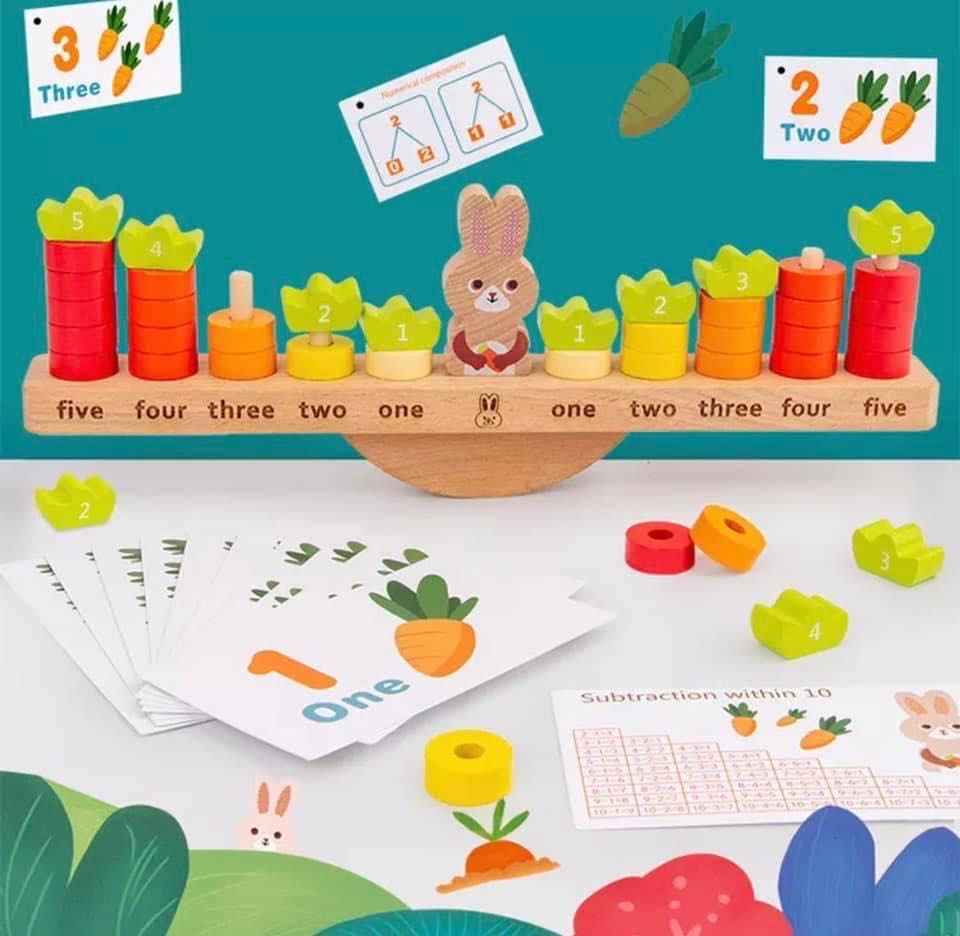 Wooden Rabbit Balance Counting- Mathematics toys