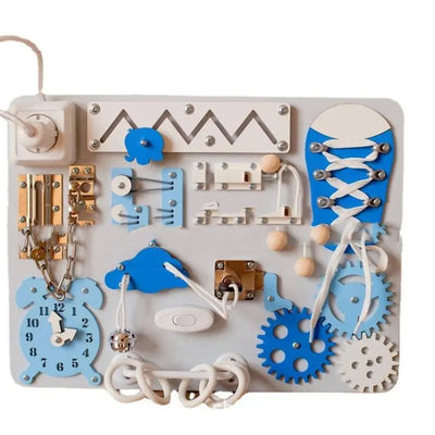 Fidtoy Busy Board XXL 13 Complicaciones para niños pequeños – Juguete de aprendizaje Montessori para habilidades motrices finas y juego sensorial