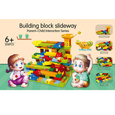Fidtoy Slideway Blocs de Construction 206 Pièces – Jeu de Construction de Circuit de Billes pour Enfants 6+
