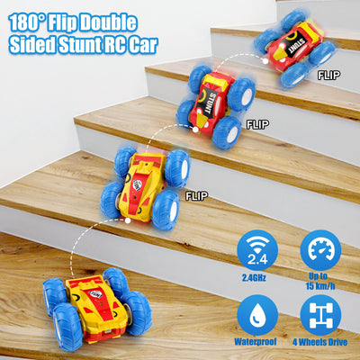 Remote Control Cars Waterproof 360° Flip Double Sided Car 2.4Ghz 15KM/H 4WD Off-Road Monster Truck LED Rechargeable Toy Car Gift for Kids
