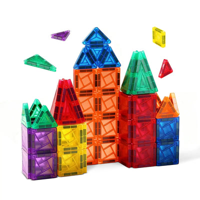 60 PCS Mini Magnetic Tiles Travel Set for Kids Ages 3–8