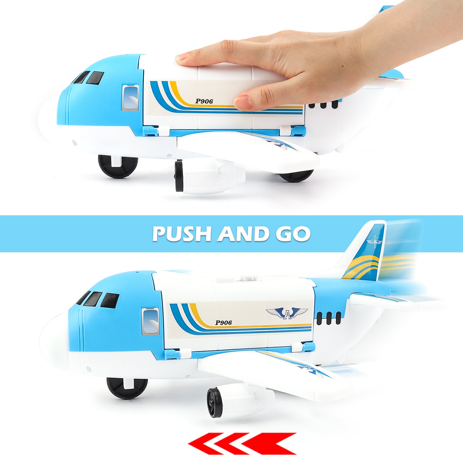Transport Cargo DIY Plane Car Toy Play Set with Ramp and 4 Mini Car, 1 Helicopter Included - Fun Educational Toy for Kids