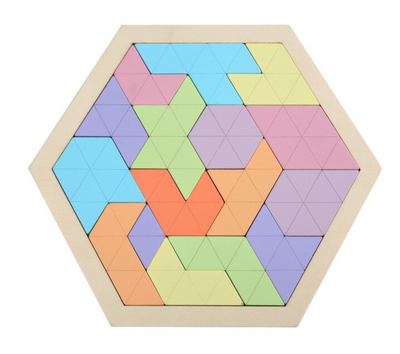 Fidtoy Hexagonal Wooden Tangram Puzzle for Kids 3-6 – Creative Building & Learning Toy