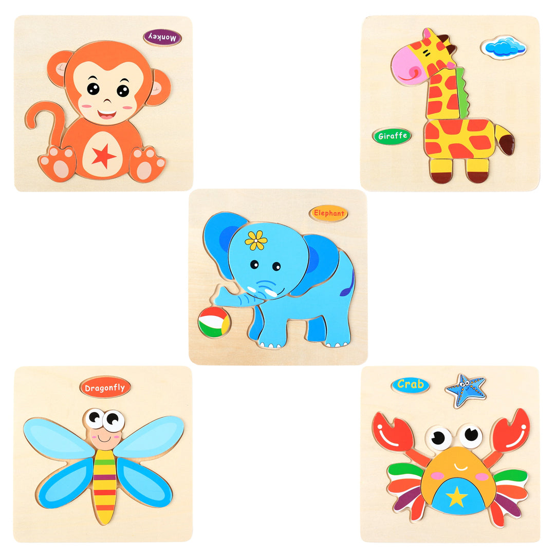 Montessori Wooden Cartoon Puzzles Set#4