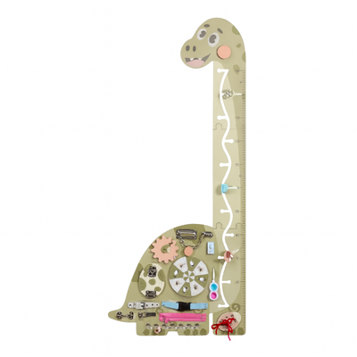 Tableau de croissance de la taille des dinosaures avec activités sensorielles murales Montessori – Panneau d'apprentissage des compétences de vie