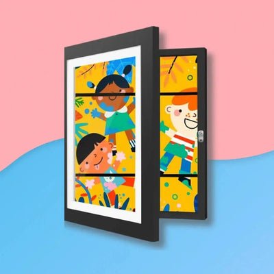Fidtoy Frame for Children's Drawings – Large Capacity Magnetic Front Art Display for Kids