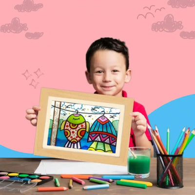 Fidtoy Frame for Children's Drawings – Large Capacity Magnetic Front Art Display for Kids