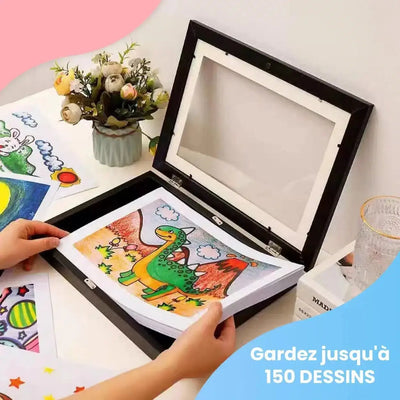 Fidtoy Frame for Children's Drawings – Large Capacity Magnetic Front Art Display for Kids