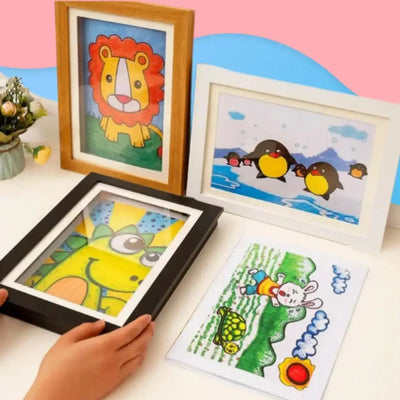 Fidtoy Frame for Children's Drawings – Large Capacity Magnetic Front Art Display for Kids